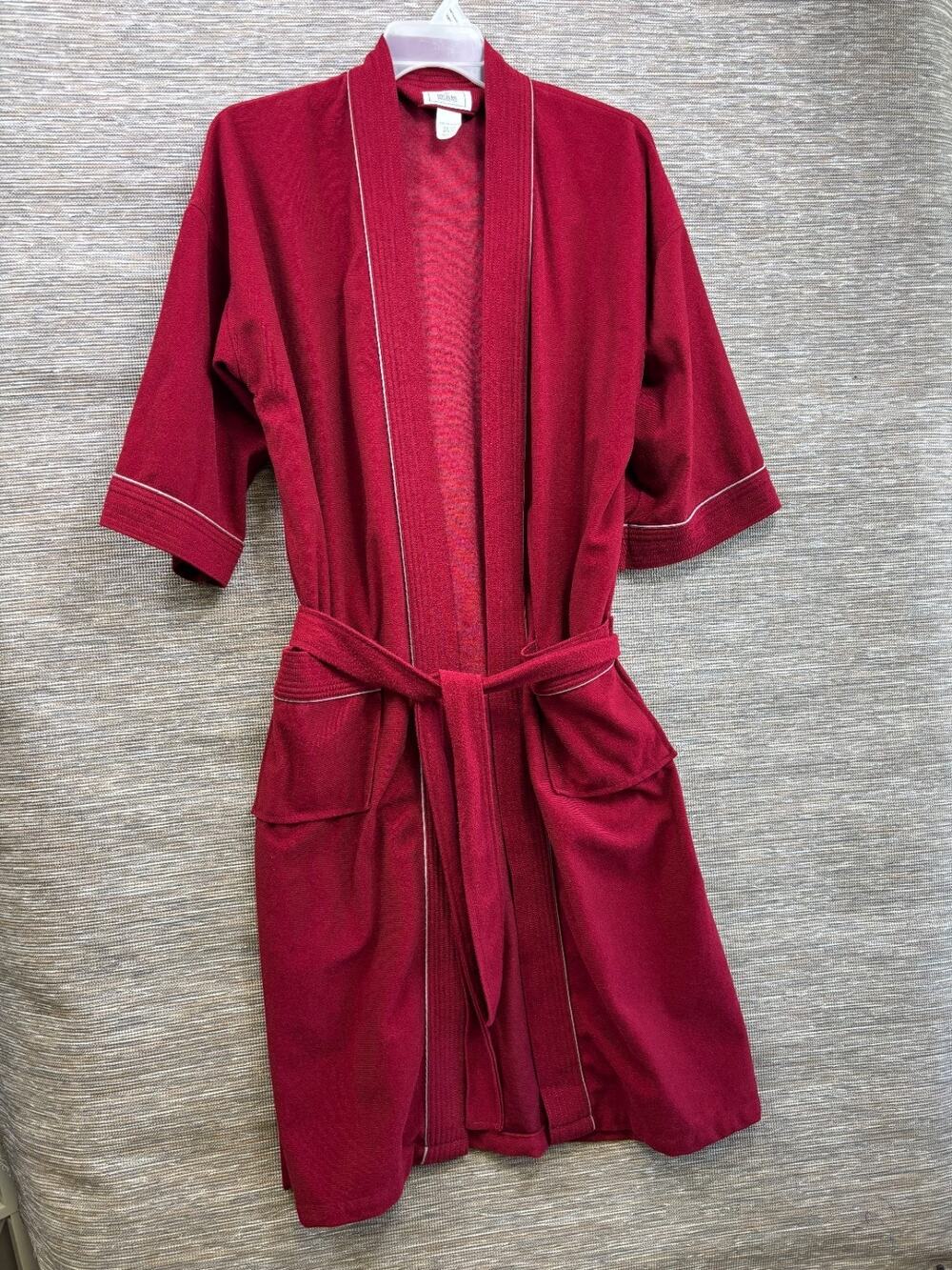 Bill Blass Robe Mens One Size Red 3/4 Sleeve Belted